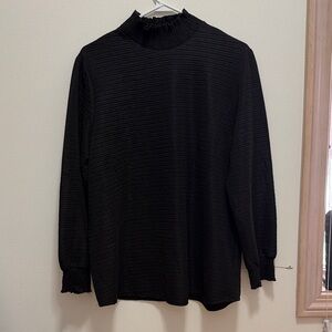 Black Ribbed Long Sleeve Top